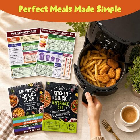 Air Fryer Cheat Sheet Set, 3-in-1 Magnetic Cooking Guide for Beginners/Pros in Kuwait
