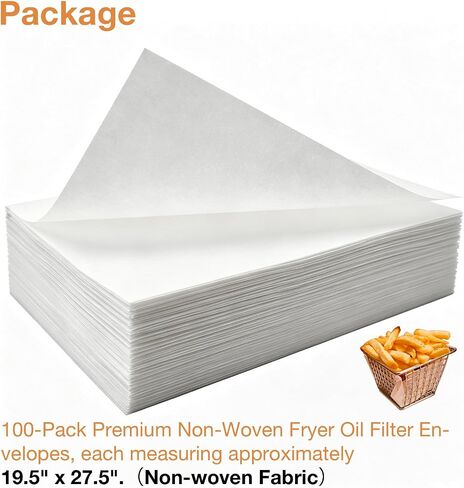 100 Pcs 803-0170 Deep Fryer Filter Paper 19.5" x 27.5" Compatible with Frymaster Deep Fryer, Fryer Envelope Filter Sheets Ideal for Commercial Cafes, Hotel, Restaurants, Food Trucks in Kuwait