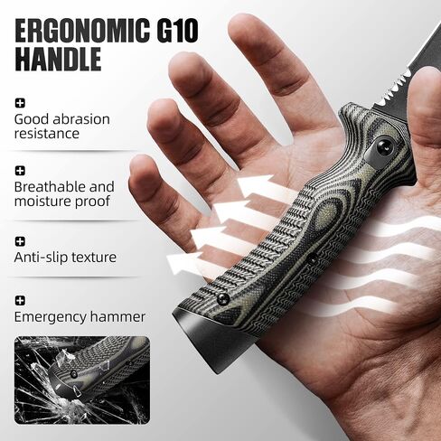 ZUNE LOTOO Full Tang Fixed Blade Tactical Knife for Men, 9.4" Bowie Knife with Kydex Sheath & G10 Handle, 8Cr14mov Survival Hunting Knives for Bushcraft Camping Outdoor Skinning in Kuwait