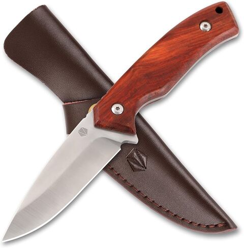 REAT Fixed Blade Knife with Sheath, 3.75" 440C Steel Blade with Full Tang Design,Ergonomic Wood Handle, Sharp Bushcraft Knife,Hunting Knife for Camping,Survival,Skining,Hiking,Gifts for Men,Women in Kuwait