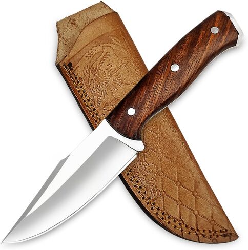 Handmade Full Tang Hunting Knife - 10 Inch High Carbon Steel Blade, Durable Rosewood Handle, & Sheath – Perfect for Outdoor Adventures, Camping, & Survival in Kuwait