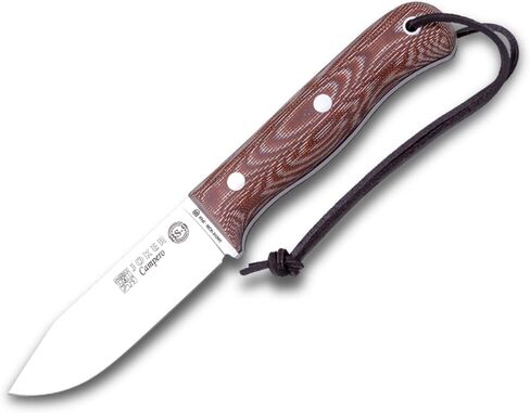Joker BS9 Campero CM112 Bushcraft Knife, 4.13 in Sandvik 14C28N Fixed Blade, Canvas Micarta Handle, Brown Leather Sheath, Camp Craft Knife for Camping, Hiking, Hunting and Survival in Kuwait