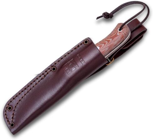 Joker BS9 Campero CM112 Bushcraft Knife, 4.13 in Sandvik 14C28N Fixed Blade, Canvas Micarta Handle, Brown Leather Sheath, Camp Craft Knife for Camping, Hiking, Hunting and Survival in Kuwait