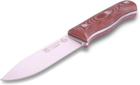 Joker BS9 Campero CM112 Bushcraft Knife, 4.13 in Sandvik 14C28N Fixed Blade, Canvas Micarta Handle, Brown Leather Sheath, Camp Craft Knife for Camping, Hiking, Hunting and Survival in Kuwait