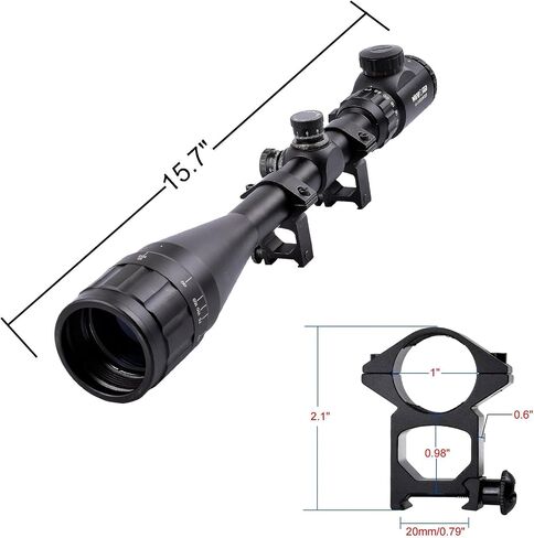 WIPBOTE 6-24x50 Illuminated Rifle Scope with 20mm Picatinny Rail Mount for Rifle Hunting - Red Green Reticle in Kuwait