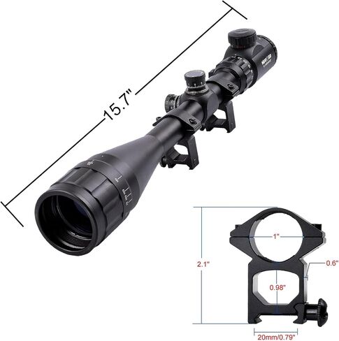 WIPBOTE 6-24x50 Illuminated Rifle Scope with 20mm Picatinny Rail Mount for Rifle Hunting - Red Green Reticle in Kuwait