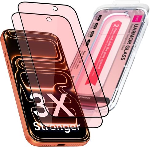 UARMOR Screen Protector for [iPhone 17 Pro Max] Red Light Converter, Anti-Blue Light, [3X Impact Resistance] 9H Tempered Glass with Easy Installation Kit, Full Edge Coverage Fit, [2 Pack] in Kuwait