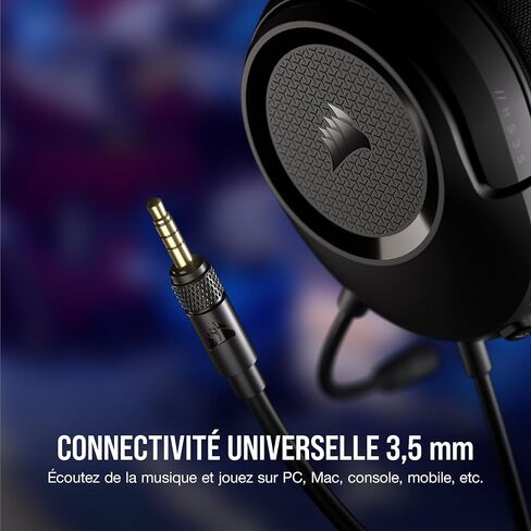 Corsair HS35 v2 Multiplatform Wired Gaming Headset – Flexible Omni-Directional Microphone – Universal 3.5mm Connection – PC, Mac, PS5, PS4, Xbox, Nintendo Switch, Mobile – Carbon in Kuwait
