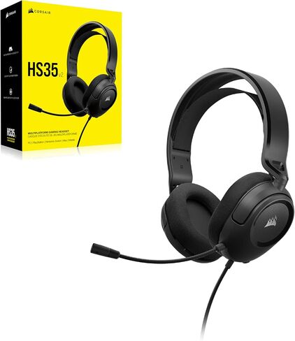 Corsair HS35 v2 Multiplatform Wired Gaming Headset – Flexible Omni-Directional Microphone – Universal 3.5mm Connection – PC, Mac, PS5, PS4, Xbox, Nintendo Switch, Mobile – Carbon in Kuwait