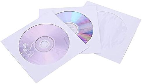 CD/DVD Sleeves Heavy Duty 80G Paper White with Window Pack of 100 in Kuwait