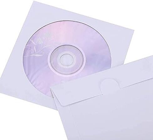 CD/DVD Sleeves Heavy Duty 80G Paper White with Window Pack of 100 in Kuwait