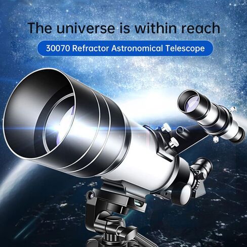 70mm Aperture 300mm Focal Length Refractor Telescope - 15-150x Magnification, Equatorial Mount, Erect Image for Terrestrial & Astronomical, Portable Multi-Coated Optics for Adults & Beginners in Kuwait