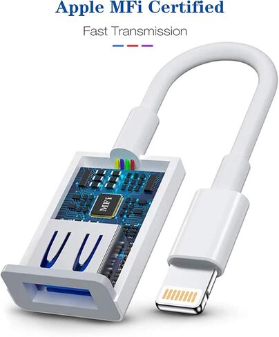 Lightning to USB Camera Adapter, Apple MFi Certified USB OTG Cable in Kuwait