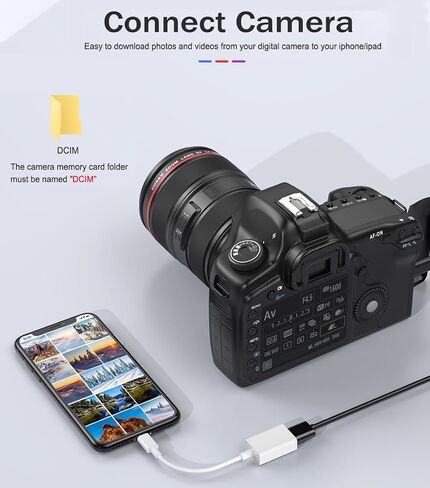 Lightning to USB Camera Adapter, Apple MFi Certified USB OTG Cable in Kuwait