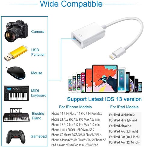 Lightning to USB Camera Adapter, Apple MFi Certified USB OTG Cable in Kuwait