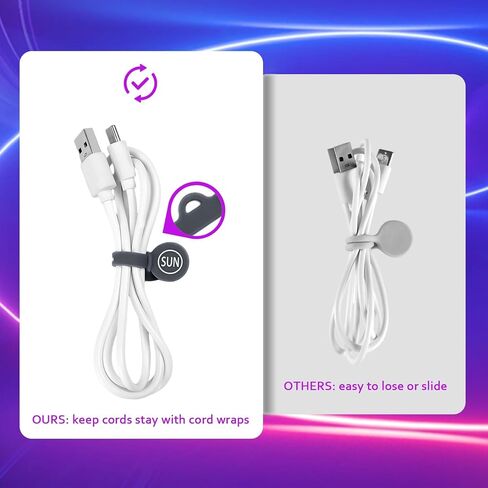 SUNFICON 10 Pack Earbuds Cords Organizers Magnetic Cable Clips Organizers Bookmark Clips Whiteboard Noticeboard Fridge Magnets USB Cable Manager Keeper for Home Kitchen Office School,Gray White Black in Kuwait