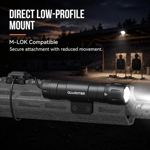 Guardtier M105 3000 Lumens LED Tactical Flashlight, Rechargeable Tactical Light Compatible with Mlok Rail, with Remote Pressure Switch & Mount in Kuwait