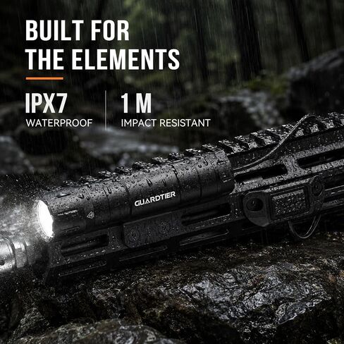 Guardtier M105 3000 Lumens LED Tactical Flashlight, Rechargeable Tactical Light Compatible with Mlok Rail, with Remote Pressure Switch & Mount in Kuwait
