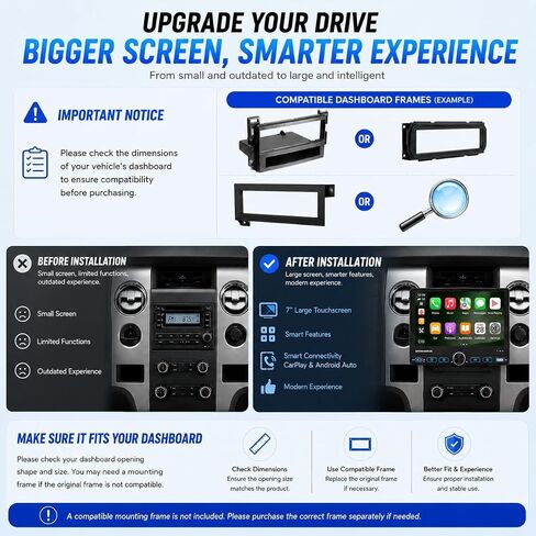 7" Single Din Car Stereo Radio with Wireless Apple CarPlay for Car in Kuwait