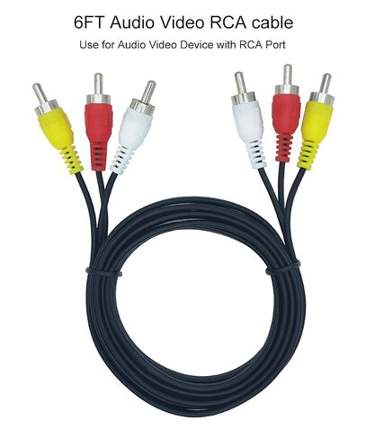 6FT RCA Audio Video Composite AV Cable, 3 Male RCA Cable for TV VCR DVD in Kuwait