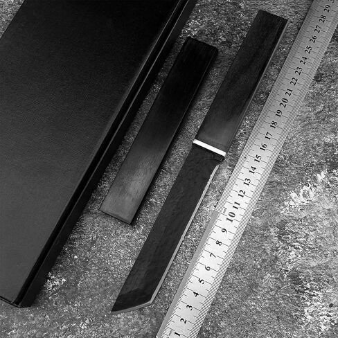 HUAAO 10.3’’ Japanese Style Katana, Fixed Blade Knife with VG10 Damascus Steel Blade and Ebony handle, Suitable for Camping Hunting Tactical Army Survival in Kuwait