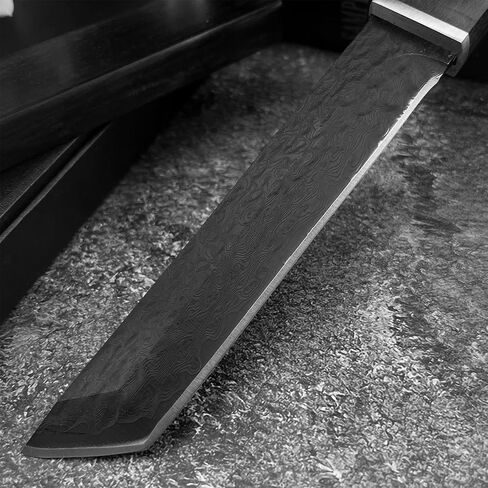 HUAAO 10.3’’ Japanese Style Katana, Fixed Blade Knife with VG10 Damascus Steel Blade and Ebony handle, Suitable for Camping Hunting Tactical Army Survival in Kuwait