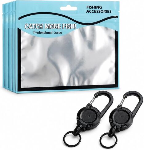 50 Pcs Fishing Lure Storage Bags with 2 Fly Fishing Retractors, Soft Bait Bags in Saudi Arabia