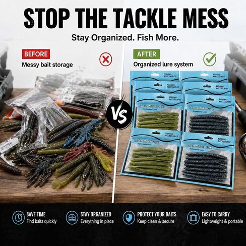 50 Pcs Fishing Lure Storage Bags with 2 Fly Fishing Retractors, Soft Bait Bags in Saudi Arabia