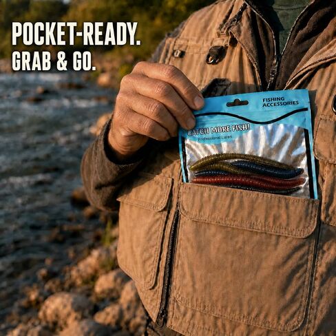 50 Pcs Fishing Lure Storage Bags with 2 Fly Fishing Retractors, Soft Bait Bags in Saudi Arabia