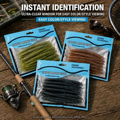 50 Pcs Fishing Lure Storage Bags with 2 Fly Fishing Retractors, Soft Bait Bags in Saudi Arabia