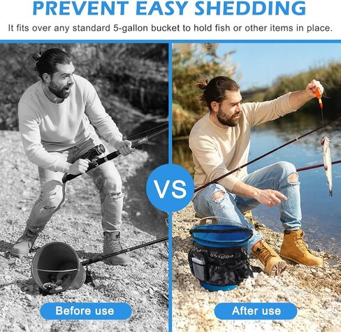 Fishing Bucket Organizer for 5 Gallon Bucket,Outdoor Ice-Fishing Tackle Bag with Bait Buckets Cover,Adjustable Buckle,Multi-Pockets for Fishing Gear & Accessories Storage in Kuwait