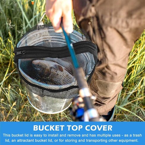 Fishing Bucket Organizer for 5 Gallon Bucket,Outdoor Ice-Fishing Tackle Bag with Bait Buckets Cover,Adjustable Buckle,Multi-Pockets for Fishing Gear & Accessories Storage in Kuwait