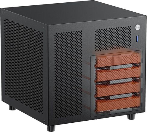 Mini ITX NAS Case, 4 Hot-Swap 3.5 HDD Bay NAS PC Chassis, Supports SFX/SFX-L/Flex PSU & 120mm Fan, Compact ITX Computer Case for Home Office Storage - Black in Kuwait