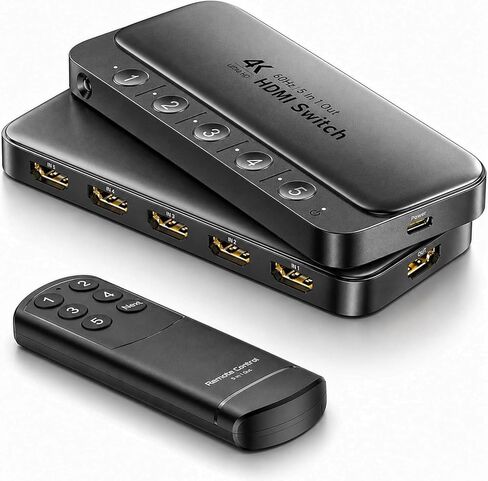 ByteWave 5 in 1 Out HDMI Switch with Remote, 4K@60Hz Multi Port Hub Adapter in Kuwait
