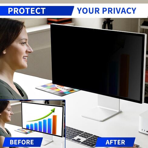 14" Computer Privacy Screen Filter for 16:9 Screen Monitor - Premium Anti-Glare Computer Screen Cover - Scratch Resistant - UV & Blue Light Screen Protector in Kuwait
