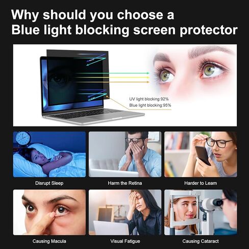 13.3 Inch 16:9 Laptop Privacy Screen Filter, Computer Monitor Privacy Shield, Anti Scratch Anti Spy Anti Glare Blue Light Screen Protector in Kuwait