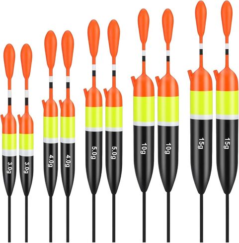 Arrowbash 10 Pcs Fishing Bobbers, Balsa Wood Slip Bobber Set, 3g/4g/5g/10g/15g (≈0.11oz-0.53oz) Vertical Fishing Float for European Carp Fishing&Long Casting in Kuwait