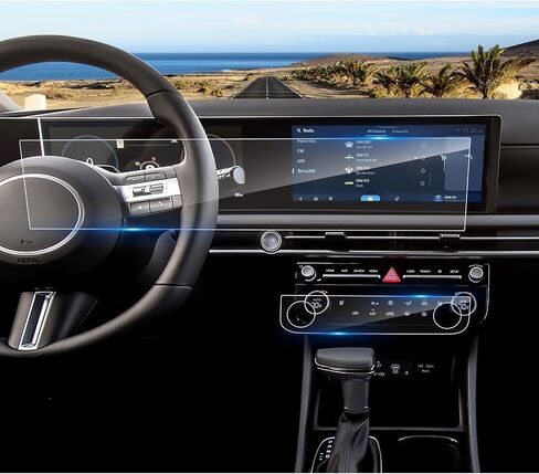 2025 2026 Santa Cruz Screen Protector for Hyundai Santa Cruz (Dual 12.3Inch+AC) (SE/SEL/SEL Activity/XRT/Limited), 9H Tempered Glass 2026 2025 Santa Cruz Accessories Anti-Scratch&HD Transparent in Kuwait