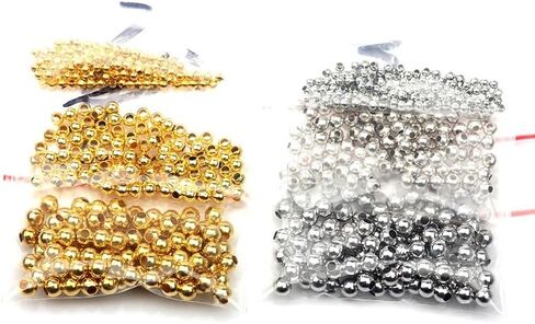 400-pcs ﻿2colors Fishing Beads, Round Metal Lure Spoon Beads, Fly Tying Beads, Fishing DIY Accessories 2mm/3mm/4mm in Kuwait