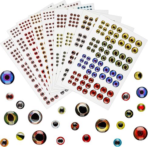 1347pcs Fishing Eyes 3D/4D/5D Realistic Fish Lure Eye for Lures Making Fishig Bait Fly Tying Streamers Lures Crafts 3 mm/ 4 mm/ 5 mm/ 6 mm/ 8 mm/ 10 mm in Kuwait