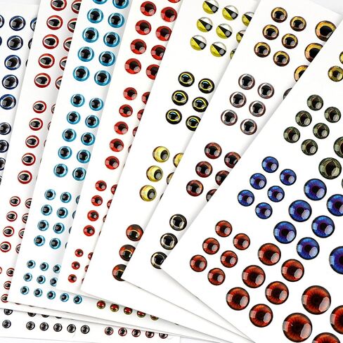 1347pcs Fishing Eyes 3D/4D/5D Realistic Fish Lure Eye for Lures Making Fishig Bait Fly Tying Streamers Lures Crafts 3 mm/ 4 mm/ 5 mm/ 6 mm/ 8 mm/ 10 mm in Kuwait