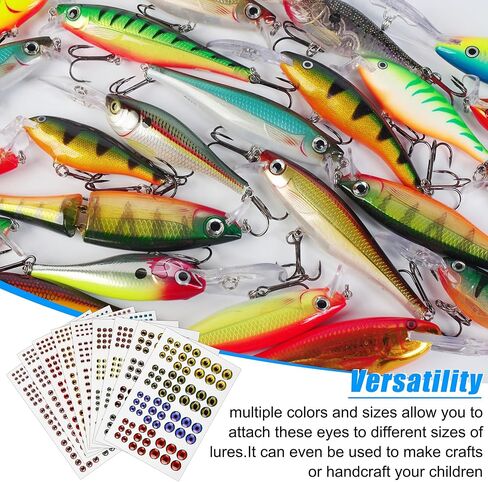 1347pcs Fishing Eyes 3D/4D/5D Realistic Fish Lure Eye for Lures Making Fishig Bait Fly Tying Streamers Lures Crafts 3 mm/ 4 mm/ 5 mm/ 6 mm/ 8 mm/ 10 mm in Kuwait