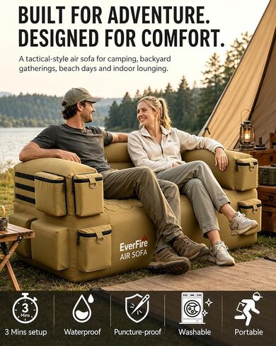 Portable Inflatable Couch with Built-in Pump – Durable Blow Up Sofa for Camping, Backyard, Beach, Party, Festivals, & Indoor Use – Comfortable, Puncture-Resistant Outdoor Furniture Inflatable Loveseat in Kuwait