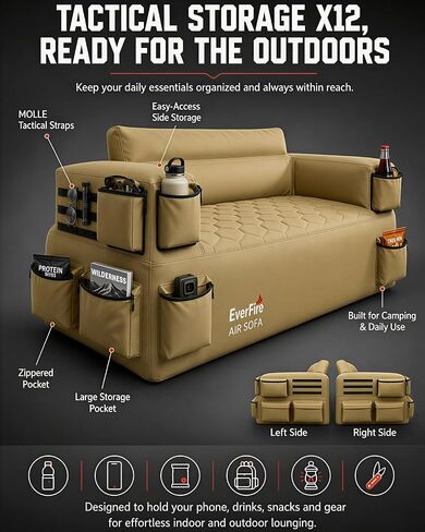 Portable Inflatable Couch with Built-in Pump – Durable Blow Up Sofa for Camping, Backyard, Beach, Party, Festivals, & Indoor Use – Comfortable, Puncture-Resistant Outdoor Furniture Inflatable Loveseat in Kuwait