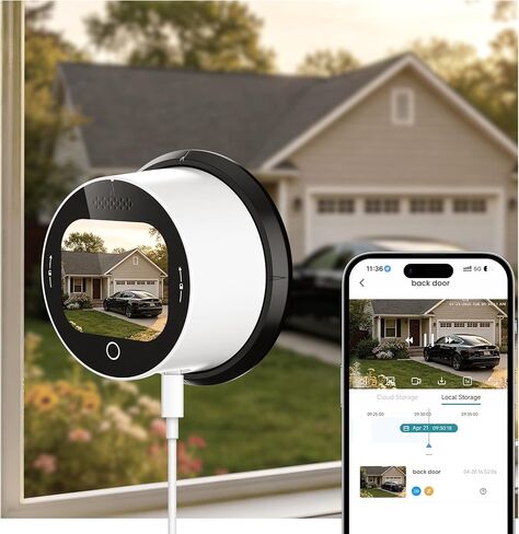 SOLIOM 5MP Window Camera with LCD Touchscreen,Indoor Camera for Home Security Outdoor,24/7 Recording,Anti-Glare Color Night Vision,AI Motion Detection, No-Drill Install for Apartments & Rentals in Kuwait