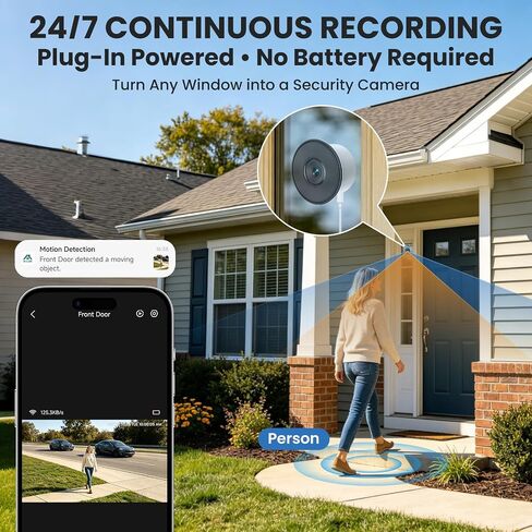 SOLIOM 5MP Window Camera with LCD Touchscreen,Indoor Camera for Home Security Outdoor,24/7 Recording,Anti-Glare Color Night Vision,AI Motion Detection, No-Drill Install for Apartments & Rentals in Kuwait