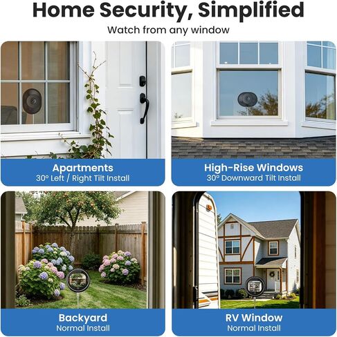 SOLIOM 5MP Window Camera with LCD Touchscreen,Indoor Camera for Home Security Outdoor,24/7 Recording,Anti-Glare Color Night Vision,AI Motion Detection, No-Drill Install for Apartments & Rentals in Kuwait