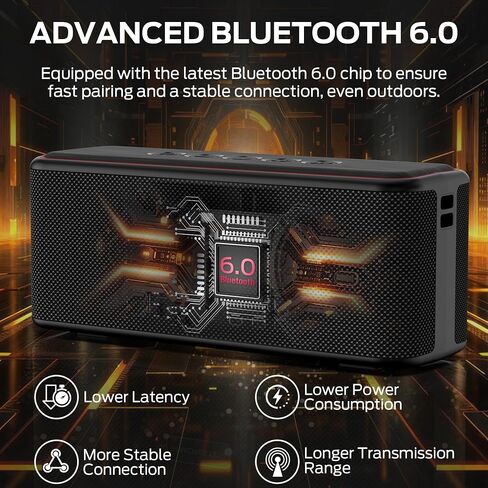 Monster Shock Plus Bluetooth Speaker,Portable Speaker with 40W Loud Stereo Sound, Bluetooth 6.0,TWS Pairing, 20H Playtime,Support AUX/TF Card,IPX6 Waterproof Wireless Speakers for Outdoor,Home,Travel in Kuwait