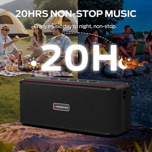 Monster Shock Plus Bluetooth Speaker,Portable Speaker with 40W Loud Stereo Sound, Bluetooth 6.0,TWS Pairing, 20H Playtime,Support AUX/TF Card,IPX6 Waterproof Wireless Speakers for Outdoor,Home,Travel in Kuwait