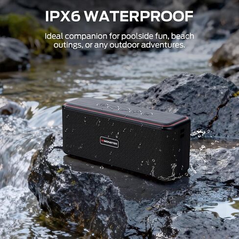 Monster Shock Plus Bluetooth Speaker,Portable Speaker with 40W Loud Stereo Sound, Bluetooth 6.0,TWS Pairing, 20H Playtime,Support AUX/TF Card,IPX6 Waterproof Wireless Speakers for Outdoor,Home,Travel in Kuwait